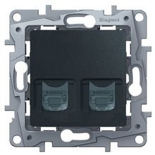 Legrand Etika антрацит розетка тел.+ комп. (RJ11+RJ45) 5 кат. UTP 672652 - фото 61854