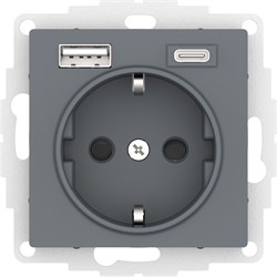 Systeme Electric AtlasDesign грифель розетка 16А с USB A+C (5В/2,4А/3 А, 2х5В/1,5А), мех ATN000732 - фото 62808