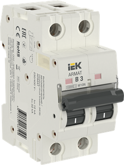IEK ARMAT Автоматический выключатель M10N 2P B 3А AR-M10N-2-B003 - фото 63268