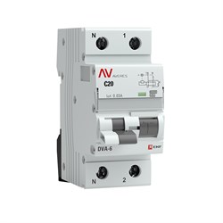 EKF Averes DVA-6 Диф. Автомат (C)  1P+N 20А/30мА тип А 6кА rcbo6-1pn-20C-30-a-av - фото 66036