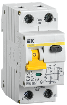 IEK KARAT Дифференциальный автоматический выключатель АВДТ 32 C16 MAD22-5-016-C-30 - фото 66109