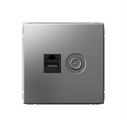 ArtGallery Сталь Розетка двойная ТВ + компьютерная RJ45, кат. 5Е GAL000989 - фото 68945