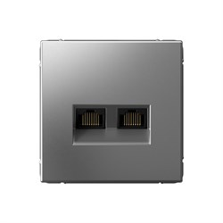 ArtGallery Сталь Розетка двойная компьютерная RJ45+RJ45, кат.6А, механизм GAL000988 - фото 68959