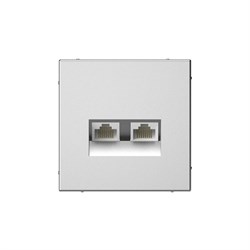 Systeme Electric ArtGallery Сталь Розетка двойная компьютерная RJ45+RJ45, кат. 5е, механизм GAL000985 - фото 68960