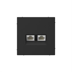 Systeme Electric ArtGallery Карбон Розетка двойная компьютерная RJ45+RJ45, кат. 5е, механизм GAL001085 - фото 69321