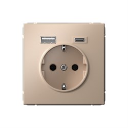 ArtGallery Песочный Розетка 16А с 2 USB A+C, 5В/2,4А/3,0А, 2х5В/1,5А, механизм GAL001232 - фото 69406