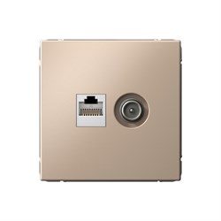 ArtGallery Песочный Розетка двойная ТВ + компьютерная RJ45, кат. 5Е GAL001289 - фото 69414