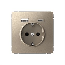 ArtGallery Шампань Розетка 16А с 2 USB A+C, 5В/2,4А/3,0А, 2х5В/1,5А, механизм GAL000532 - фото 69459