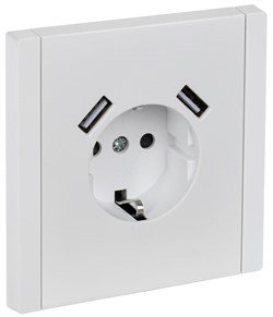 IEK FORTE&PIANO Белый Розетка с/з со шт винтовое крепление 16А USB A+A 3,1А FP245 FP-R14-16-U21-D31-K01 - фото 69668