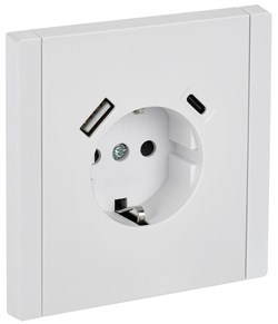 IEK FORTE&PIANO Белый Розетка с/з со шт винтовое крепление 16А USB A+C 18Вт FP247 FP-R14-16-U22-018-K01 - фото 69670