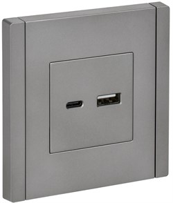 IEK FORTE&PIANO Сталь Розетка USB A+C 18Вт FP551 FP-U22-018-K46 - фото 69765