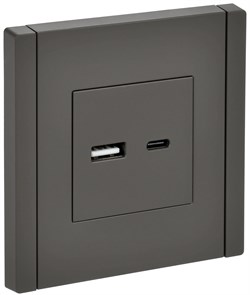 IEK FORTE&PIANO Серый Розетка USB A+C 18Вт FP351 FP-U22-018-K03 - фото 69776