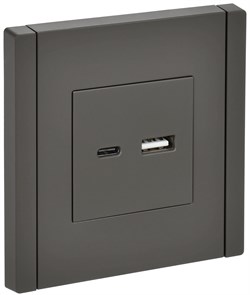 IEK FORTE&PIANO Серый Розетка USB A+C 3,1А FP350 FP-U22-D31-K03 - фото 69778