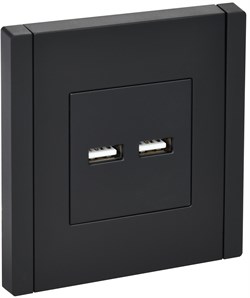 IEK FORTE&PIANO Черный Розетка USB A+A 3,1А FP149 FP-U21-D31-K02 - фото 69843