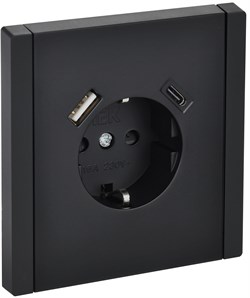 IEK FORTE&PIANO Черный Розетка с/з со шт винтовое крепление 16А USB A+C 18Вт FP147 FP-R14-16-U22-018-K02 - фото 69862