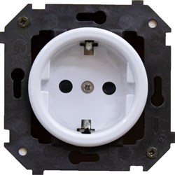 Bironi Шедель пластик белый розетка с заземлением ( скрытый монтаж) B3-101-21 - фото 69882