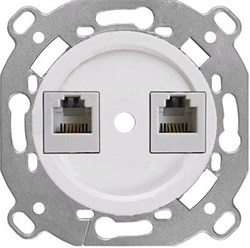 Bironi Шедель пластик белый розетка RJ45 + RJ11 (скрытый монтаж) B3-303-21 - фото 69901
