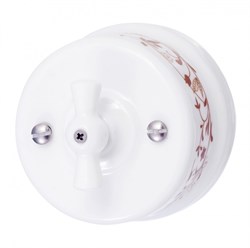 Bironi Лизетта керамика белый выключатель проходной 1-клавишный (декор D6/2) B1-201-01-D6/2 - фото 69917