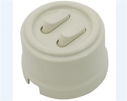 Bironi Лизетта пластик слоновая кость выключатель 2-клавишный (клавишный) B1-222-211 - фото 69956