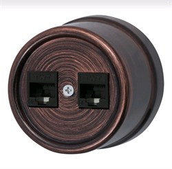 Bironi Лизетта пластик медный век розетка 2-ая RJ45 B1-302-16 - фото 70012