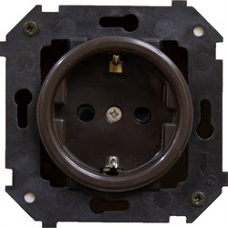 Bironi Шедель пластик коричневый розетка с заземлением ( скрытый монтаж) B3-101-22 - фото 70065
