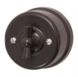 Bironi Лизетта пластик коричневый выключатель 1-клавишный B1-200-22 - фото 70066