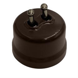 Bironi Лизетта пластик коричневый выключатель 2-клавишный (тумблерный), ручка бронза B1-232-22-B - фото 70078