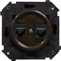 Bironi Шедель пластик коричневый розетка 2-ая RJ45  (скрытый монтаж) B3-302-22 - фото 70086