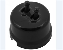 Bironi Лизетта пластик чёрный выключатель 2-клавишный (тумблерный) B1-232-23 - фото 70089