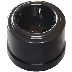 Bironi Лизетта пластик чёрный розетка с заземлением B1-101-23 - фото 70094