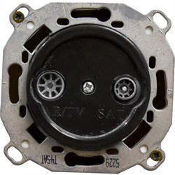 Bironi Шедель пластик чёрный розетка R/TV-SAT проходная (скрытый монтаж) B3-304-23 - фото 70107