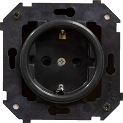 Bironi Шедель пластик чёрный розетка с заземлением (скрытый монтаж) B3-101-23 - фото 70110