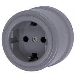 Bironi Лизетта пластик титан розетка с заземлением B1-101-26 - фото 70153