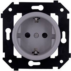 Bironi Шедель пластик титан розетка с заземлением (скрытый монтаж) B3-101-26 - фото 70161