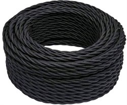 Bironi чёрный матовый витой провод 2*0,75 50м B1-422-73-50 - фото 70329