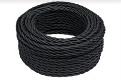 Bironi чёрный матовый витой провод 2*0,75 150м B1-422-73-150 - фото 70332