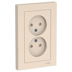 Systeme Electric AtlasDesign бежевый розетка без заземления, двойная, со шторками,16А, в сборе ATN000222 - фото 70826
