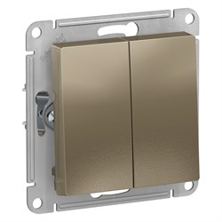 Systeme Electric AtlasDesign шампань выключатель 2-клавишный с самовозвратом, сх.2, 10А, механизм ATN000517 - фото 70926