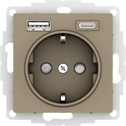 Systeme Electric AtlasDesign шампань розетка 16А с USB A+C (5В/2,4А/3 А, 2х5В/1,5А), мех ATN000532 - фото 70937