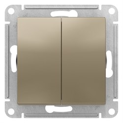 Systeme Electric AtlasDesign шампань переключатель 2-клавишный перекрестный, 2 x сх. 7, 10АХ, механизм ATN000573 - фото 70941