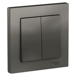 Systeme Electric AtlasDesign сталь выключатель 2-клавишный сх.5, 10АХ, в сборе ATN000952 - фото 71204