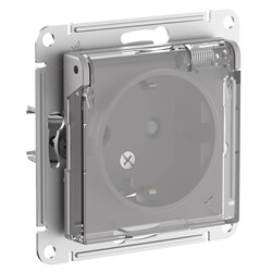 Systeme Electric AtlasDesign Aqua алюминий розетка с заземлением, со шторками с прозрач. крышк, 16А,IP44, мех ATN440346 - фото 71364