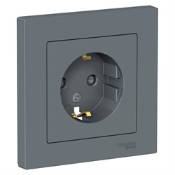 Systeme Electric AtlasDesign грифель розетка с заземлением, со шторками, 16А, в сборе ATN000744 - фото 71443