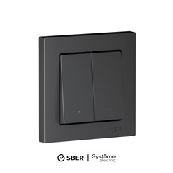 Systeme Electric AtlasDesign Smart Карбон Выключатель 2-кл с подсв., Zigbee, сх.5, L+N, 10А, мех. ATN001053Z - фото 71525