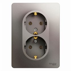 Glossa платина розетка 2-ая с заземлением, (в сборе) GSL001224 - фото 71693