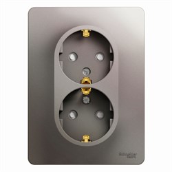Glossa платина розетка 2-ая с заземлением, со шторками (в сборе) GSL001226 - фото 71694