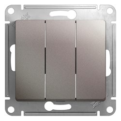 Glossa платина выключатель 3-клавишный, сх.3, 10AX GSL001231 - фото 71695