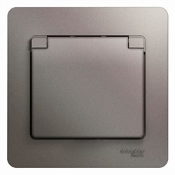 Glossa платина розетка с заземлением, со шторками с крышкой IP20 (в сборе) GSL001246 - фото 71700
