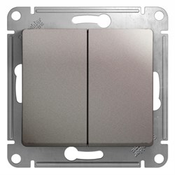 Glossa платина выключатель 2-клавишный, сх.5, 10AX GSL001251 - фото 71702