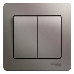 Glossa платина выключатель 2-клавишный сх.5, 10AX (в сборе) GSL001252 - фото 71703